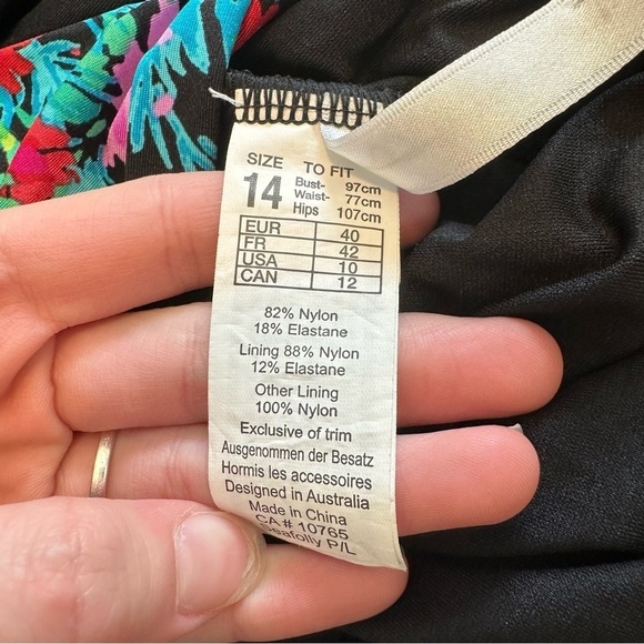 Seafolly black floral print one piece tie around the neck swimsuit - Picture 4 of 13